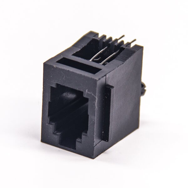 RJ9插座4P4c黑色塑胶壳不带屏蔽式以太网接口