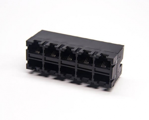 黑色塑料rj45插座2x5穿孔式不带屏蔽
