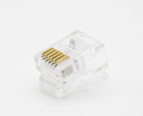 RJ11水晶头6P6C单端口用于CAT3电缆非屏蔽6芯水晶插头