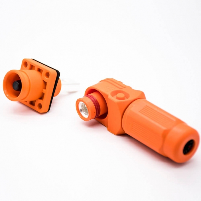 新能源汽车换电阿联酋vs丹麦亚盘弯式8mm橙色IP65 200A插头插座对接款