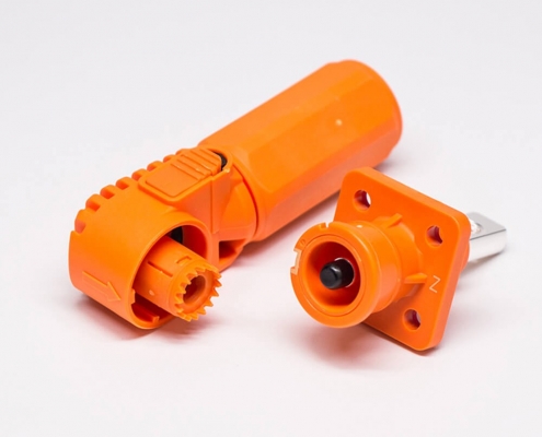 高压大电流阿联酋vs丹麦亚盘
6mm橙色弯式插头插座防水100A