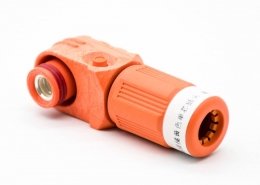 高压大电流阿联酋vs丹麦亚盘8mm弯式插头IP67单芯塑料200A接线橙色