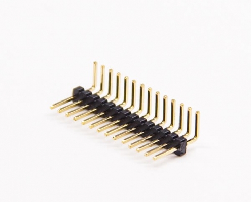 排针1.27间距公针单排14pin弯头90度插板