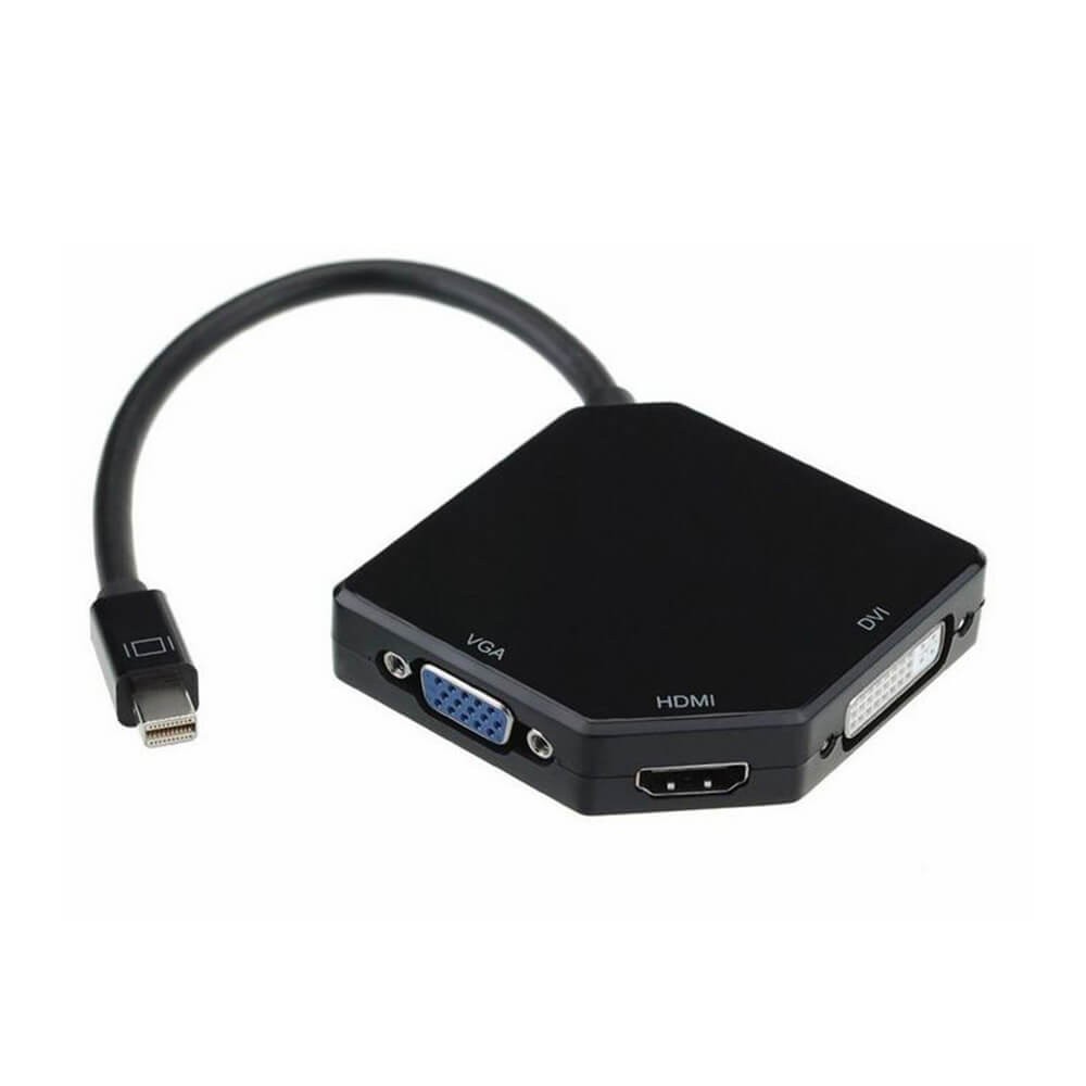 minidisplayport转DVI/HDMI/VGA三合一多功能转换线0.5米