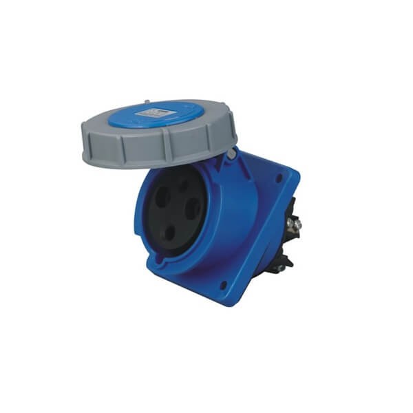 125A3芯工业插座IP67防水45度暗装斜座