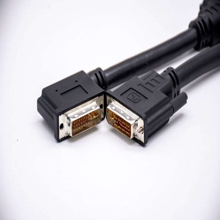 DVI公头24+5针直式转接DVI公头24+5针左弯头组装电缆0.5米