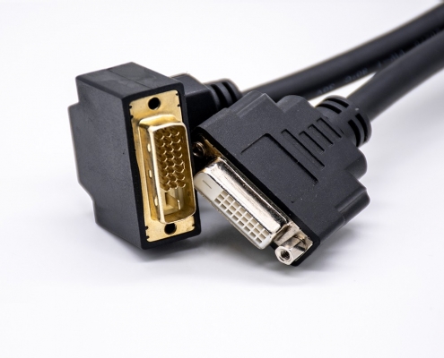 DVI Female 24+1pin Straight to DVI Male 24+1 pin Up angle Assemble Cable 0.5/1M