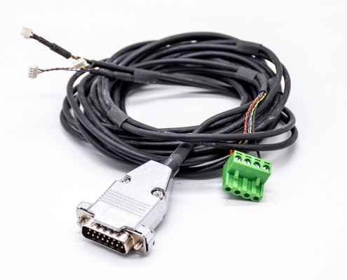金属外壳DB15pin转1个绿色接线盒电缆组件3米