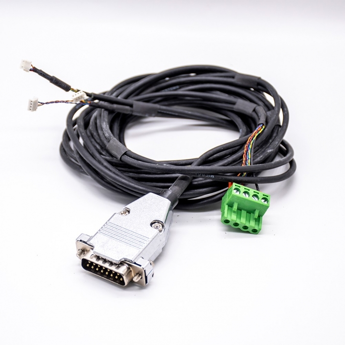 金属外壳DB15pin转1个绿色接线盒电缆组件3米