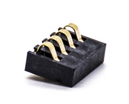 手机电池座弹片式4芯2.5间距塑高3.0H镀金接PCB板